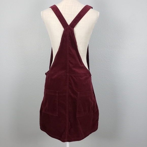 ABOUND Maroon Velveteen Overall Mini Dress Sz L - Picture 8 of 12